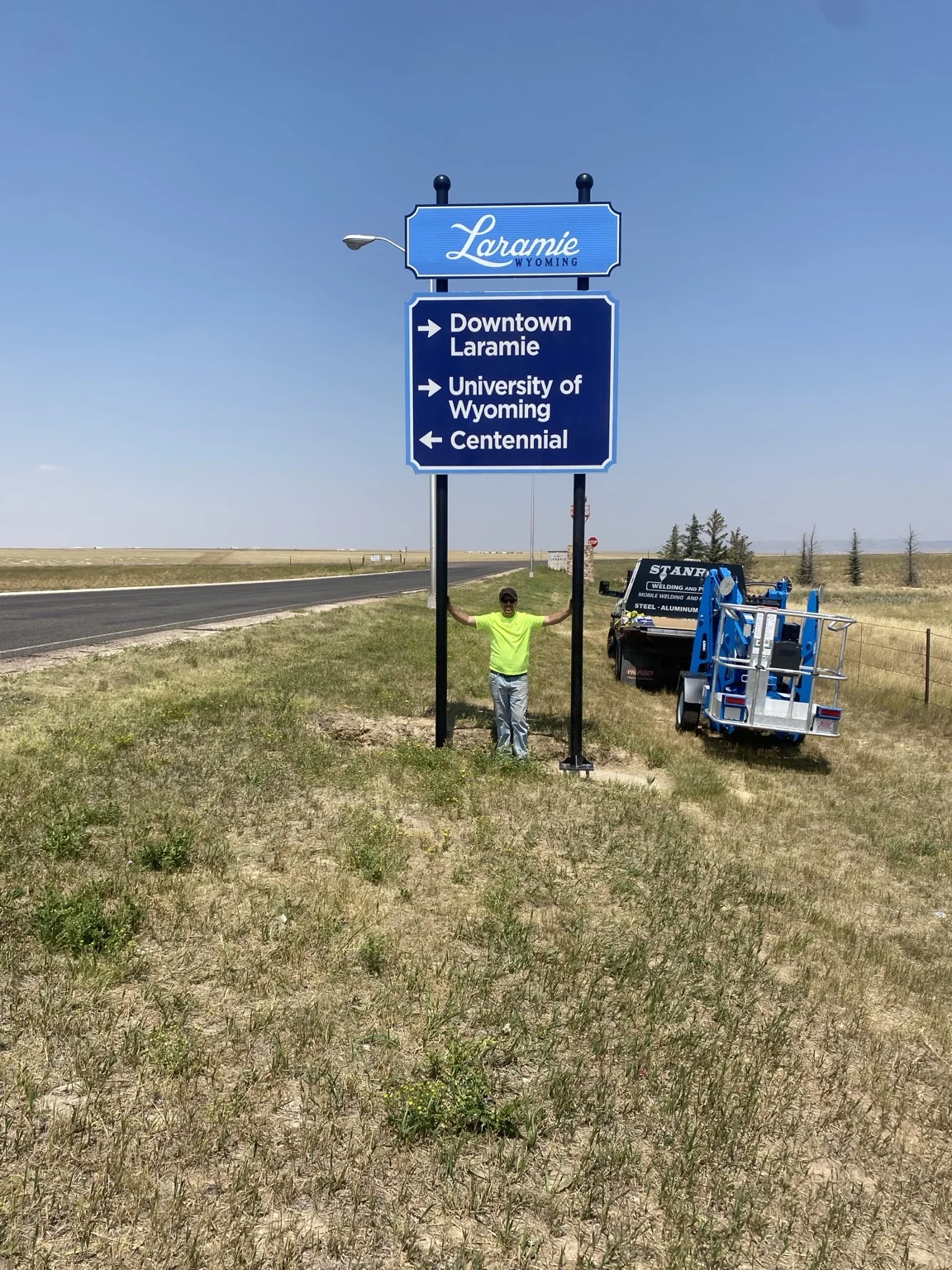 City of Laramie wayfinding sign near Laramie Regional Airport