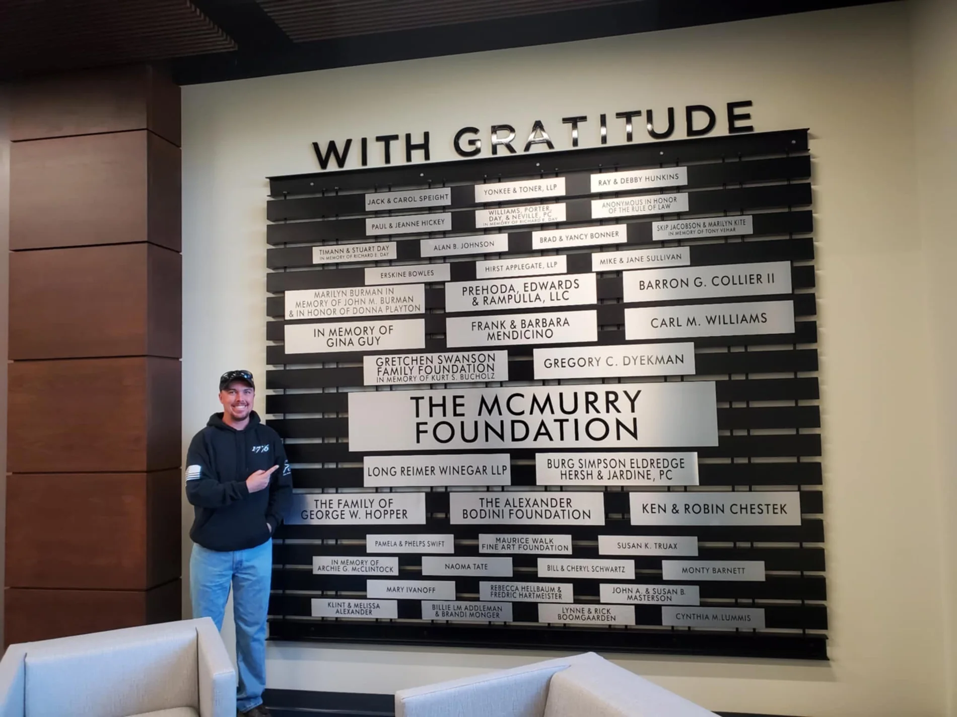 University of Wyoming College of Law donor recognition wall completed by Stanrod